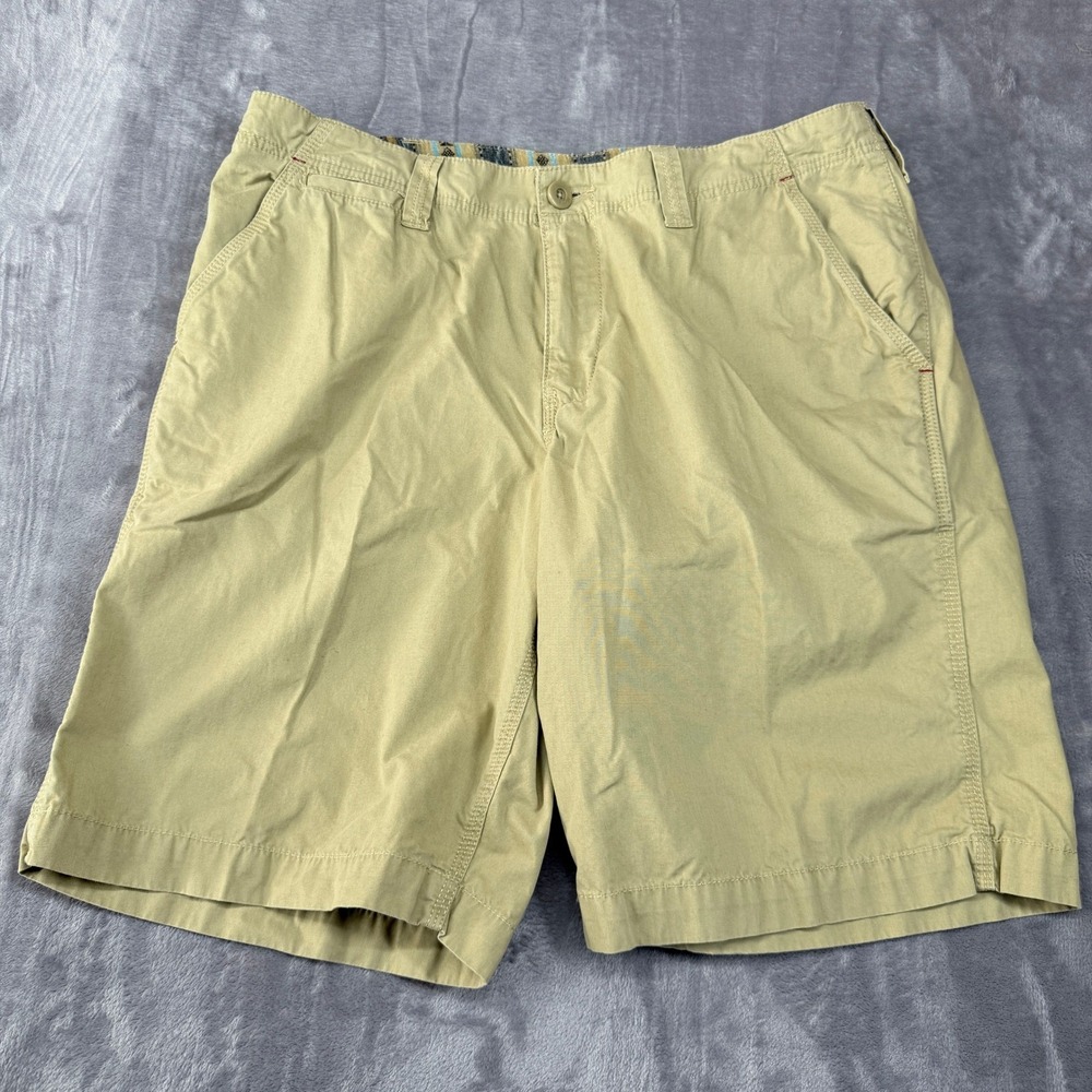 True Grit Chino Shorts Mens Size 34 Khaki Tan Southwestern Waistband Flat Front